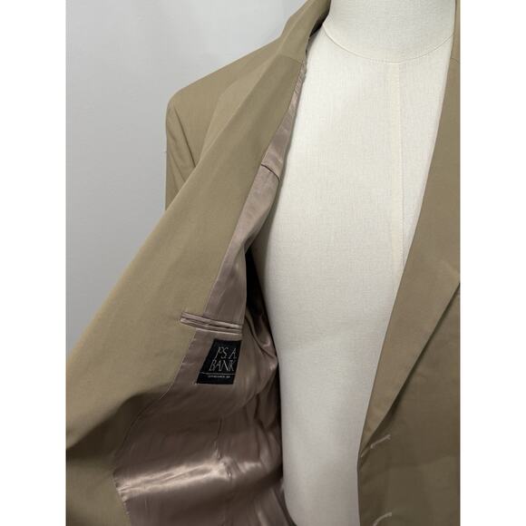 New JoS. A. Bank Tan Suit 44 Short x 39 Pleat Cotton/Poly Spring Weight NWT $350 - Picture 4 of 7